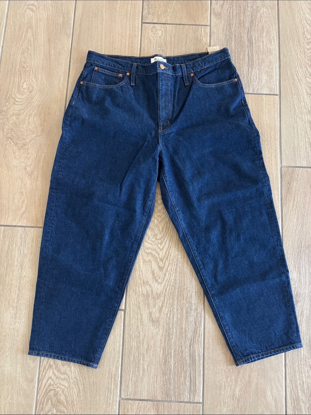 NWT Womens Madewell  Deep Indigo Balloon Jeans - Size 33 - 100% Cotton